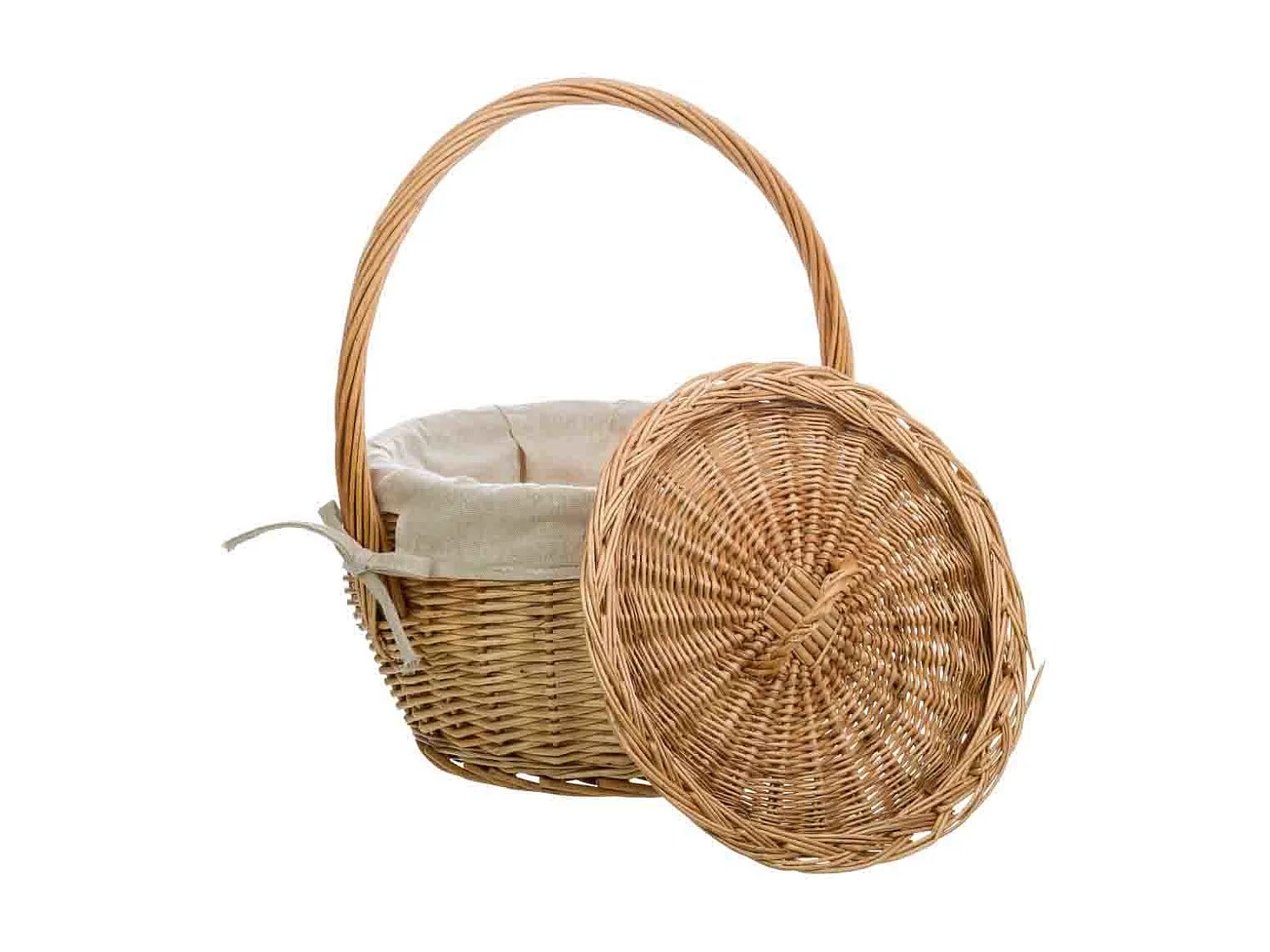 Cesto in vimini marrone foderato 32x32x20/28h