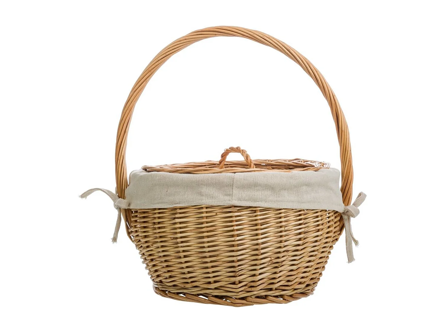 Cesto in vimini marrone foderato 32x32x20/28h