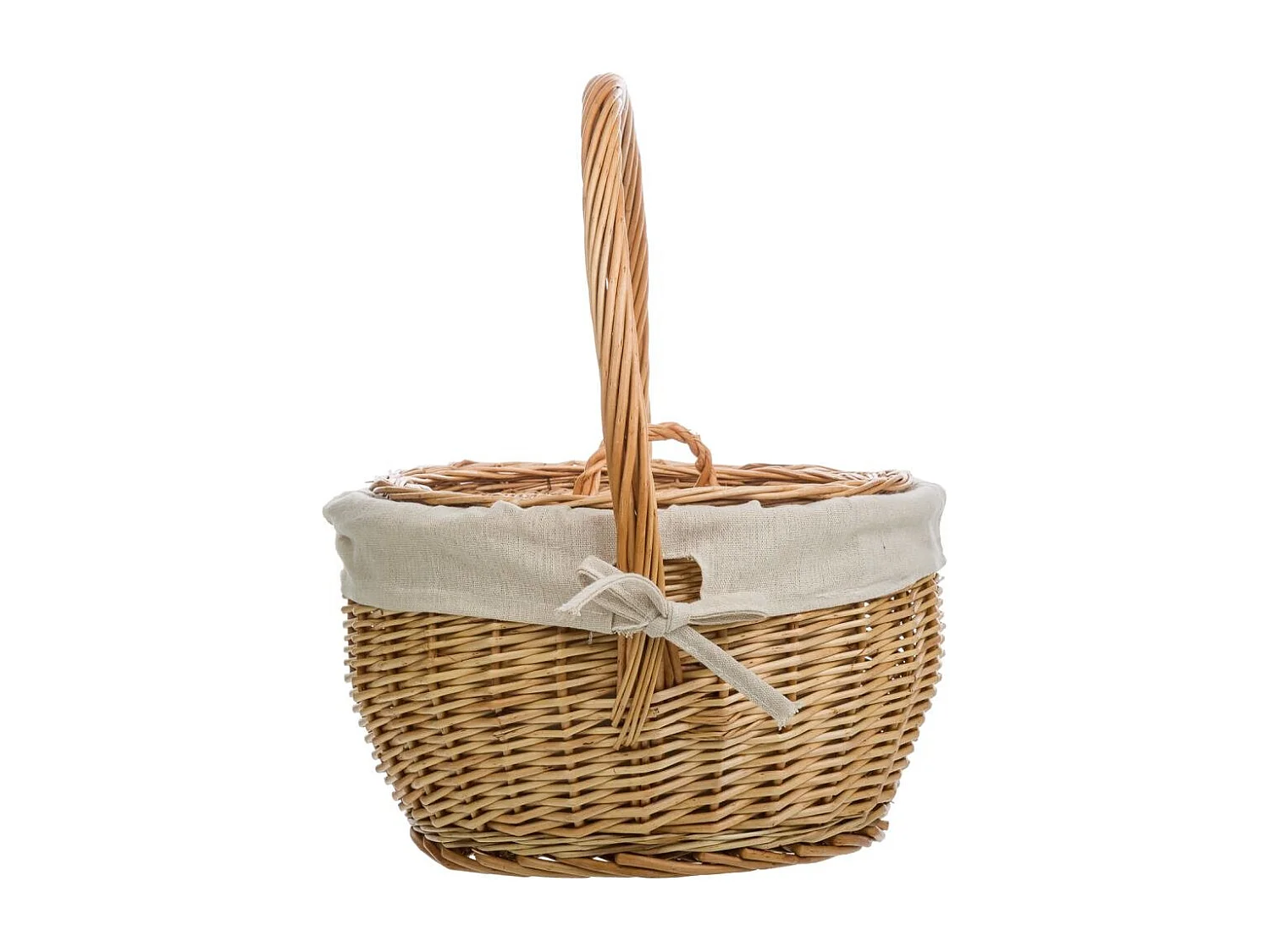 Cesto in vimini marrone foderato 32x32x20/28h