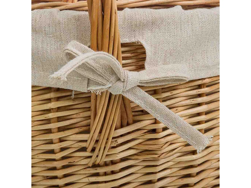 Cesto in vimini marrone foderato 32x32x20/28h