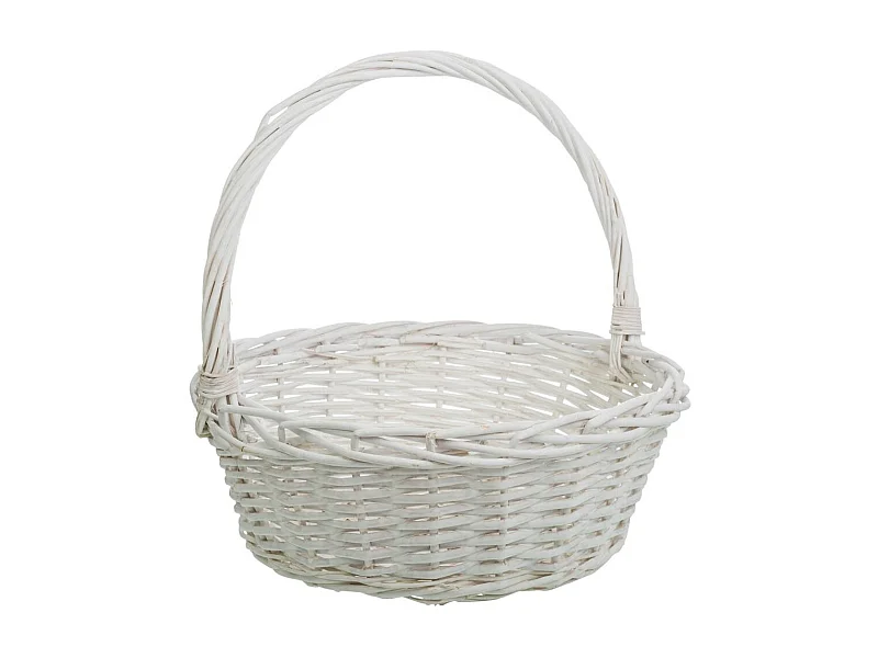 Conjunto de 3 cestos de vime branco forrados