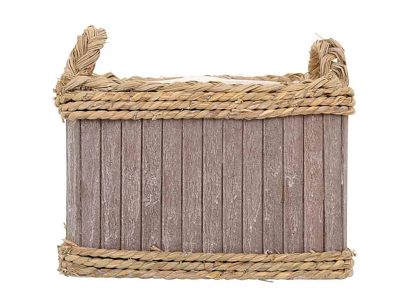 Ensemble de 3 paniers ovales en bois gris