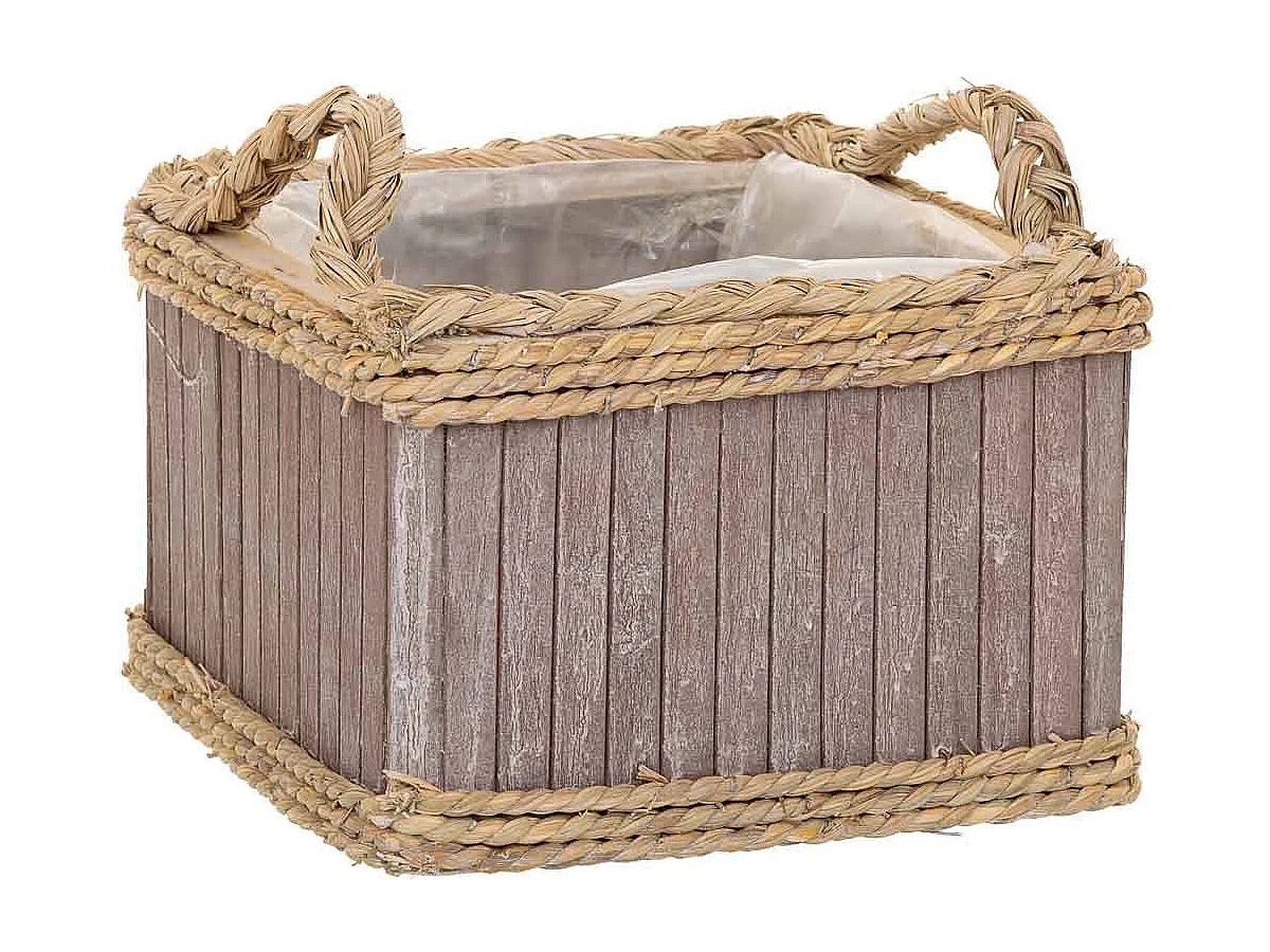 Ensemble de 3 paniers ovales en bois gris