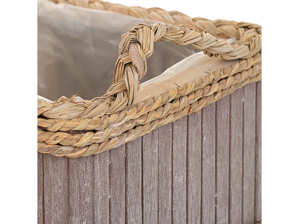 Ensemble de 3 paniers ovales en bois gris