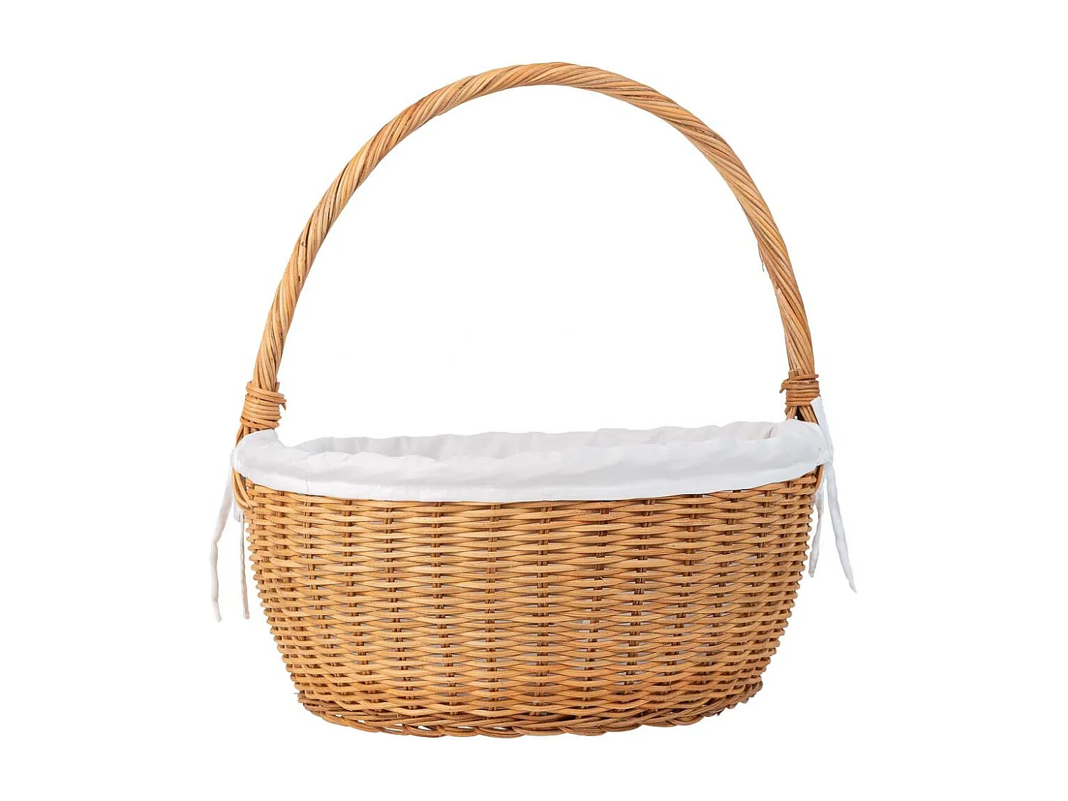 Cesta redonda de medula con forro marrón 34x34x16-37