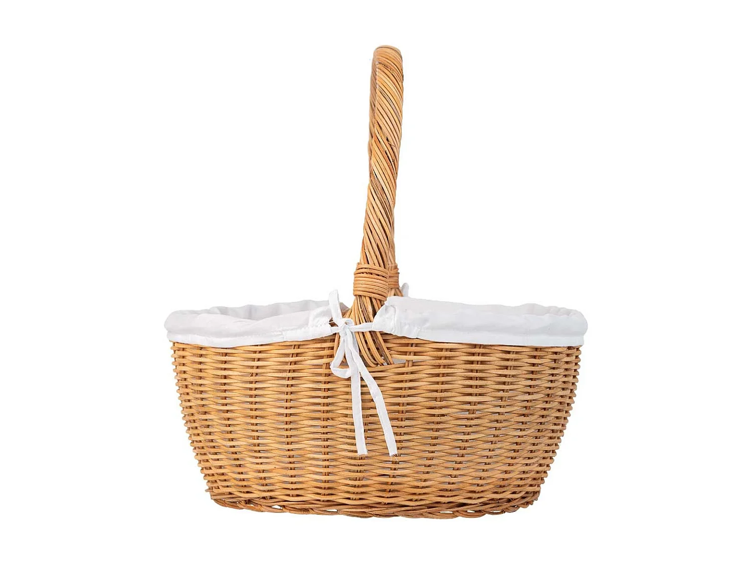 Cesta redonda de medula con forro marrón 34x34x16-37