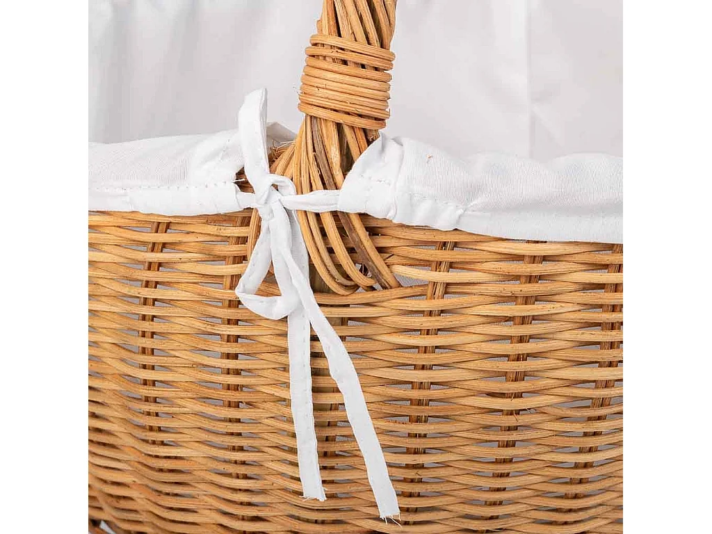 Cesta redonda de medula con forro marrón 34x34x16-37