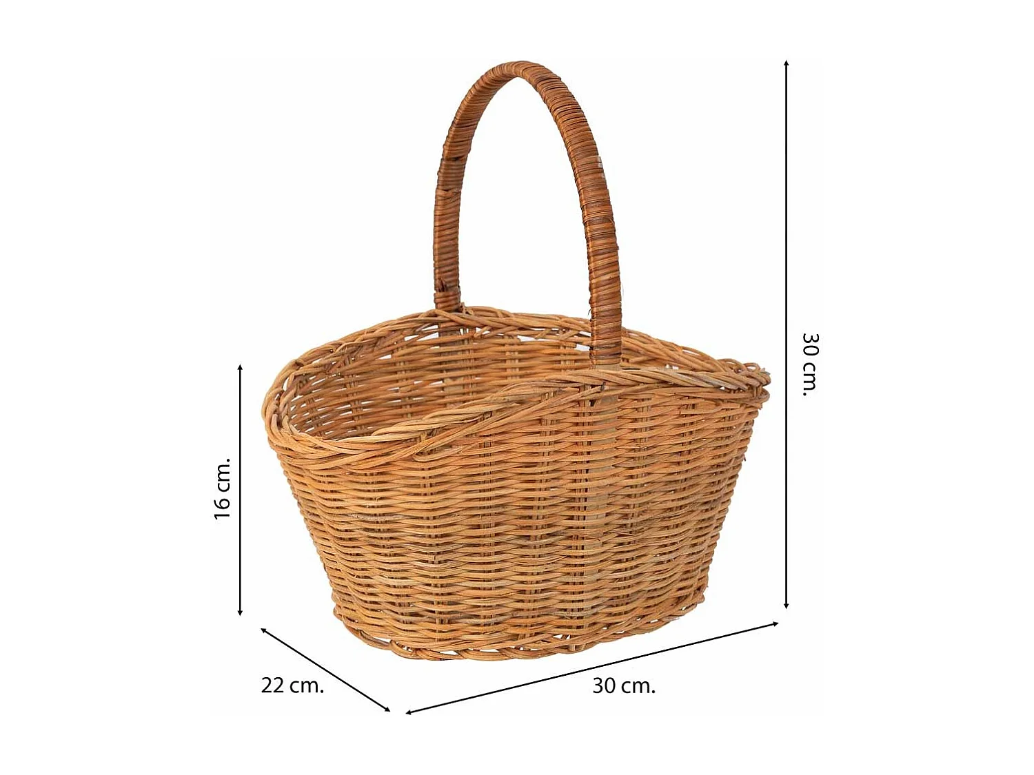 Cesto ovale in midollo marrone 28x22x15-30h