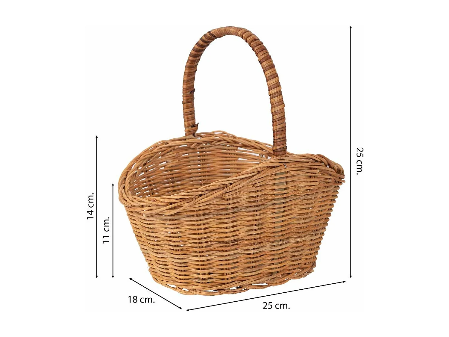 Cesta oval de medula marrón 25x17x13-25