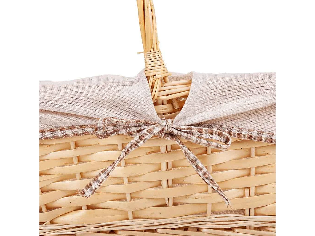 Set de 3 paniers en osier doublés blancs