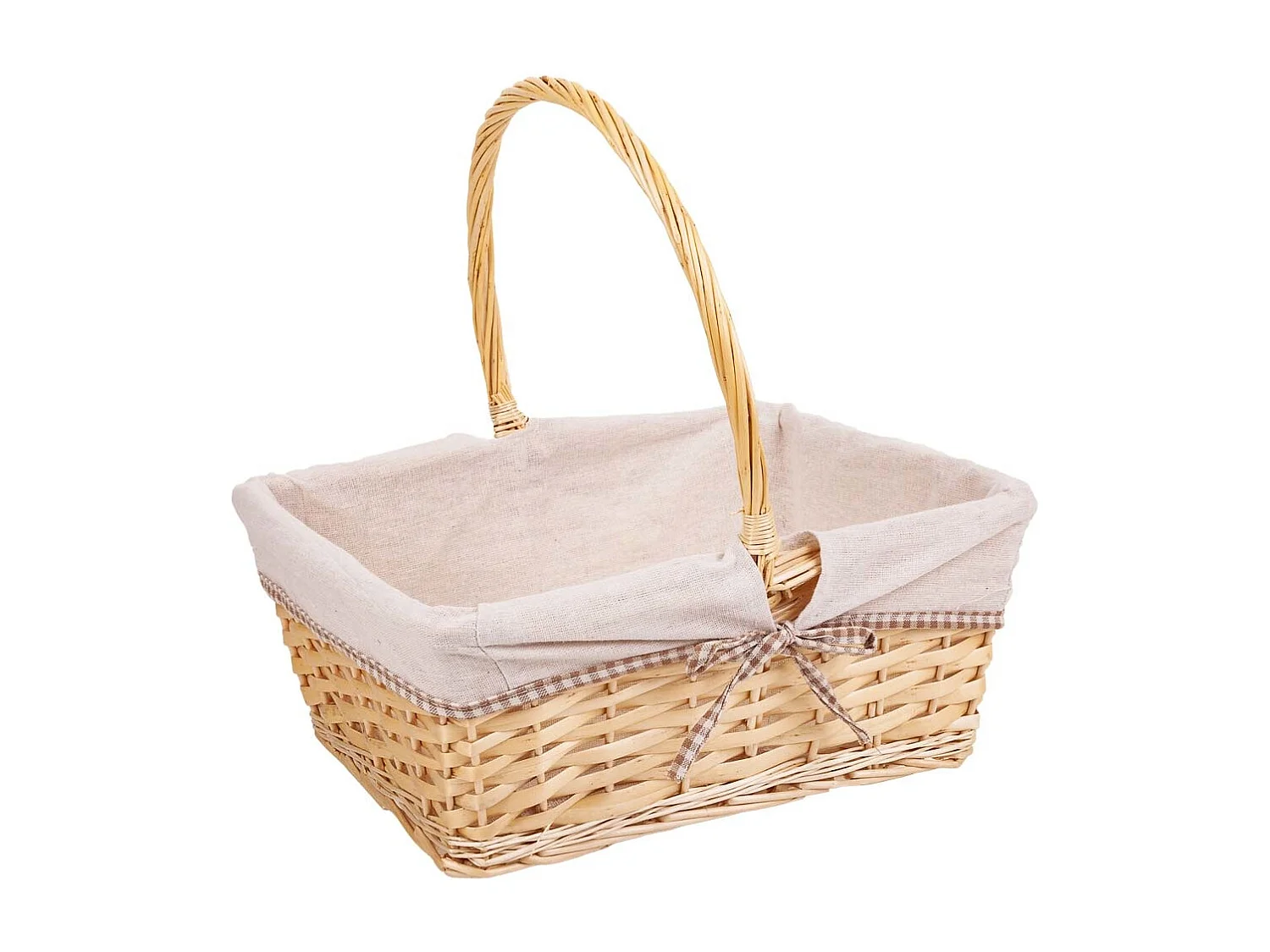 Set di 3 cestini in vimini foderati di bianco