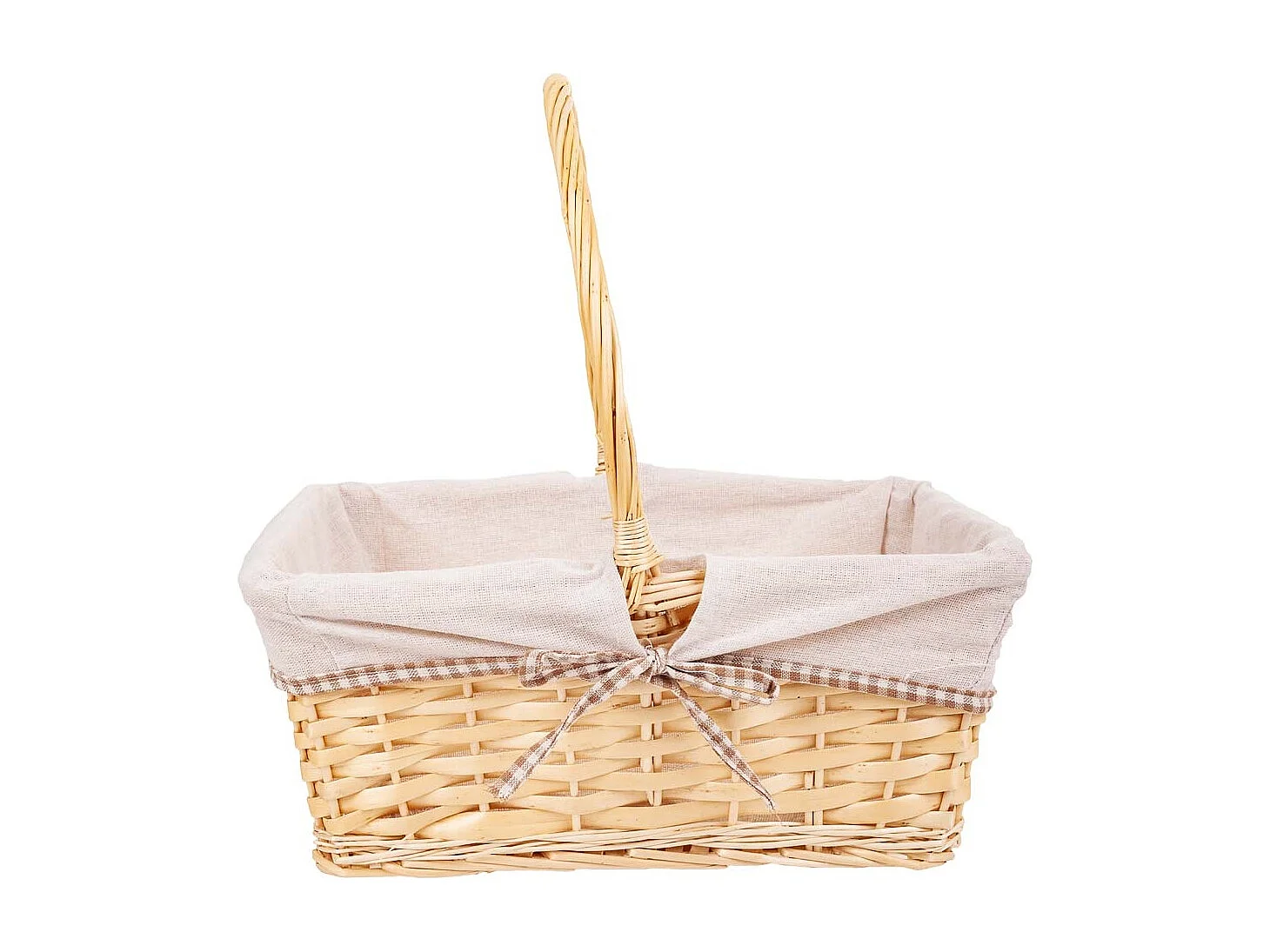 Conjunto de 3 cestos de vime forrados em branco