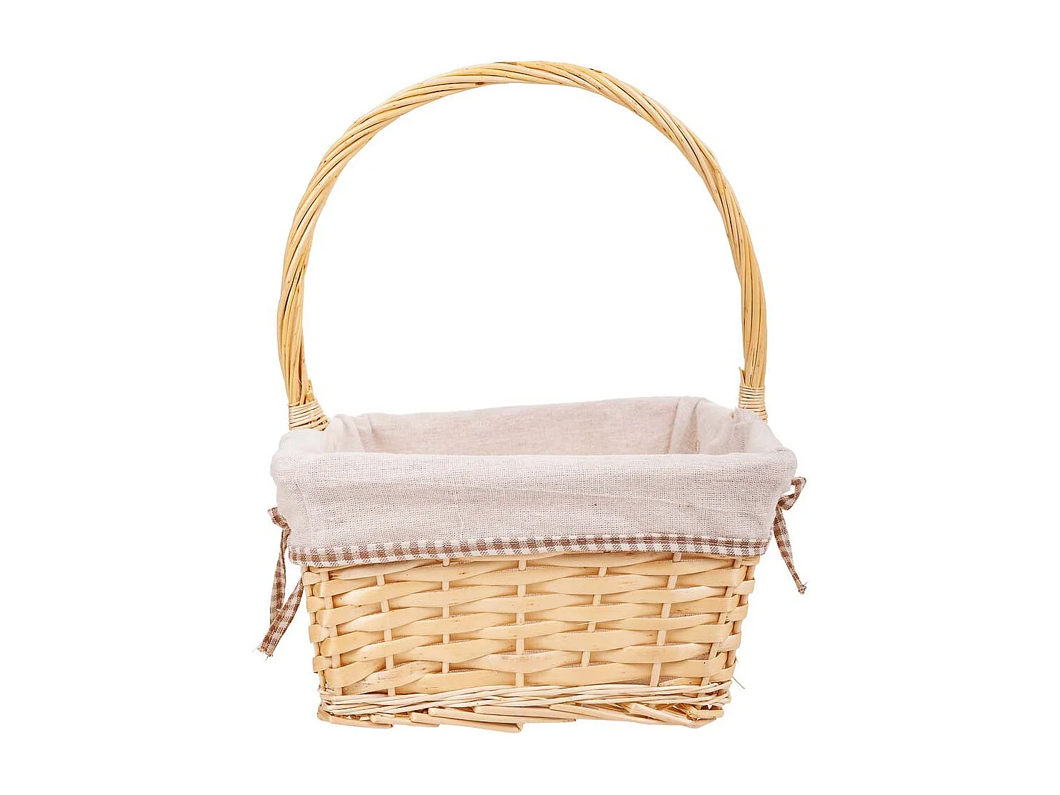 Conjunto de 3 cestos de vime forrados em branco