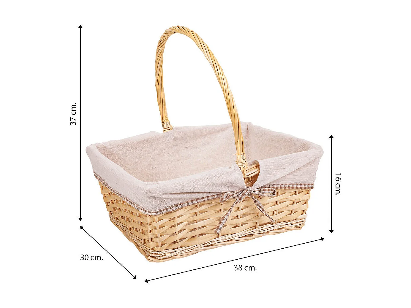 Conjunto de 3 cestos de vime forrados em branco