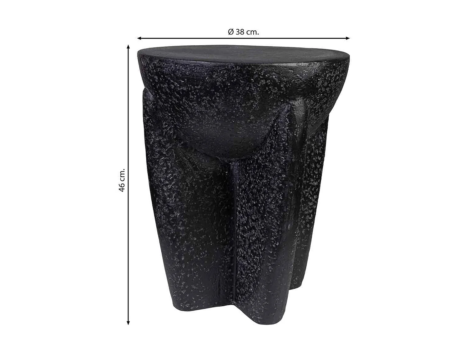 Schwarzer Beistelltisch aus Magnesium, 38x38x46H cm