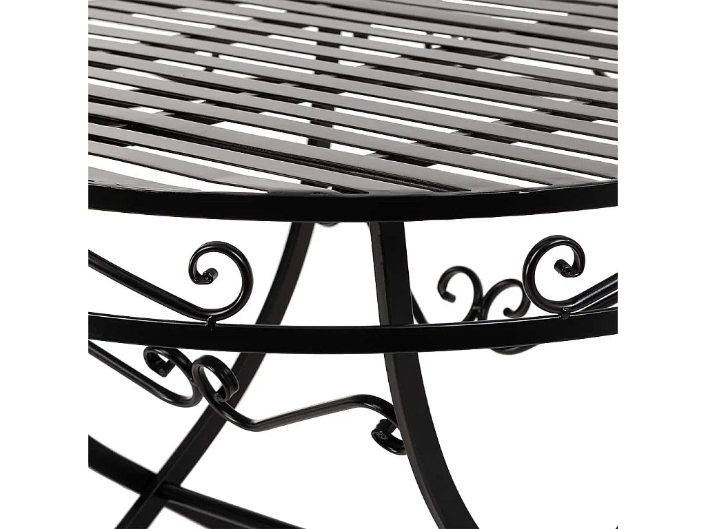 Conjunto de mesa e 2 cadeiras de ferro forjado preto