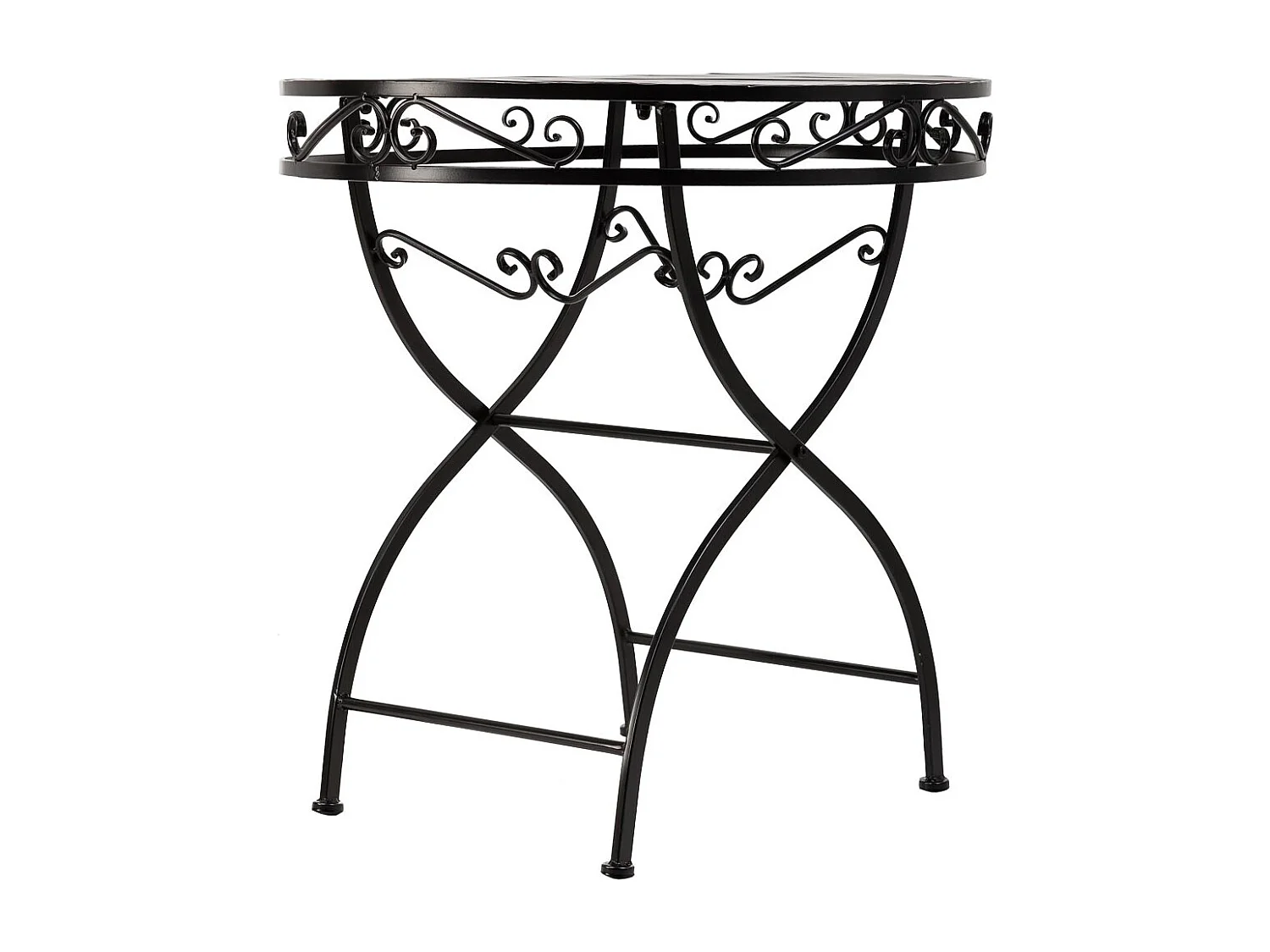 Ensemble table et 2 chaises en fer forgé noires