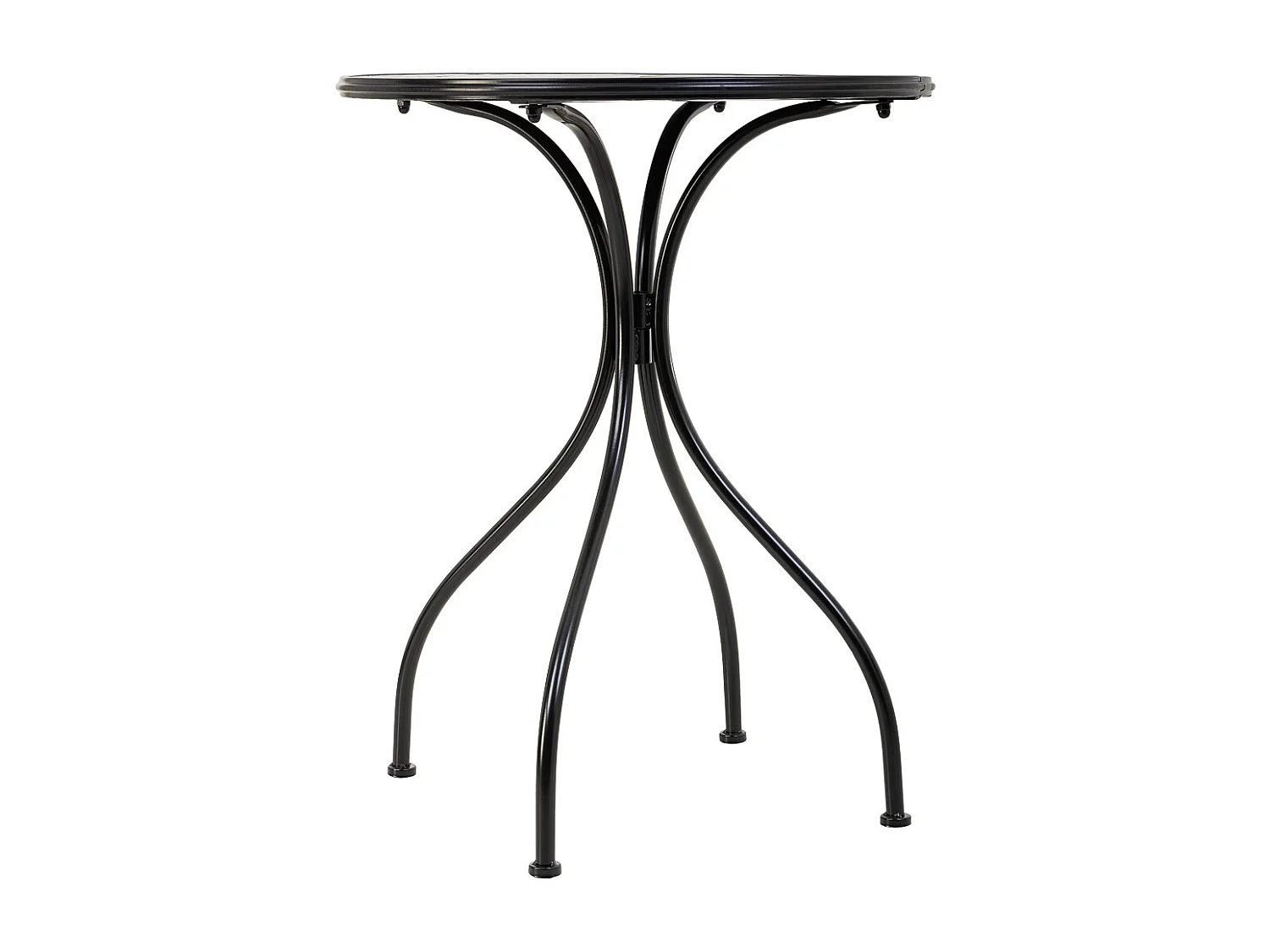 Conjunto de mesa e duas cadeiras em mosaico preto e ferro forjado