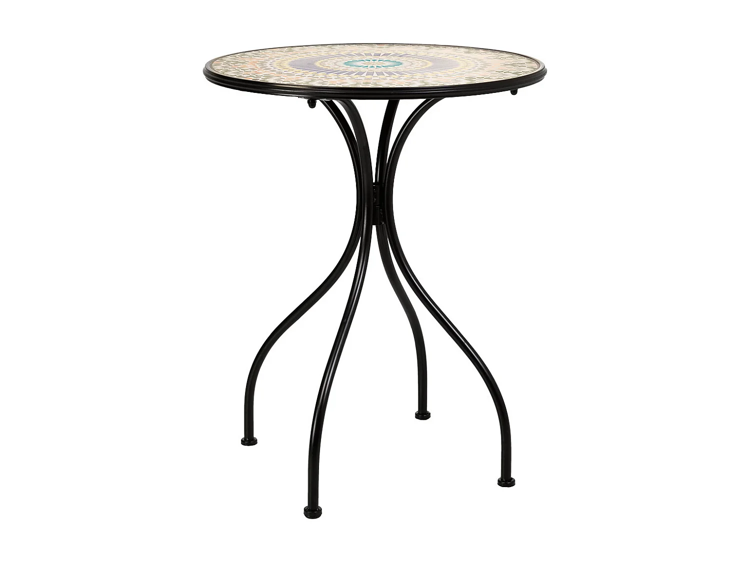 Ensemble table et deux chaises en mosaïque et fer forgé Orange