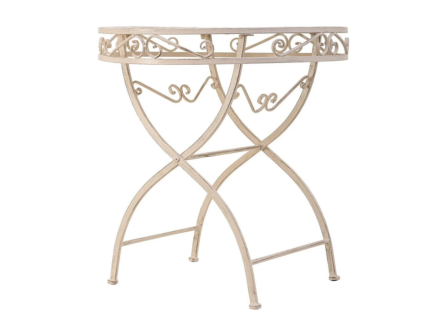 Ensemble table et 2 chaises en fer forgé blanches