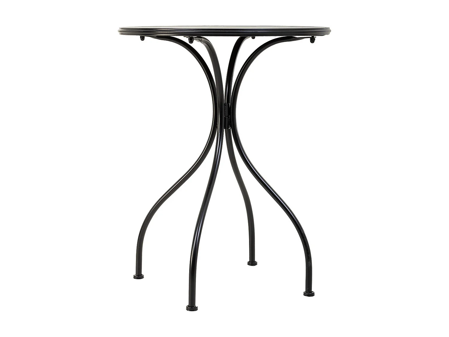 Conjunto de mesa e duas cadeiras em mosaico preto e ferro forjado