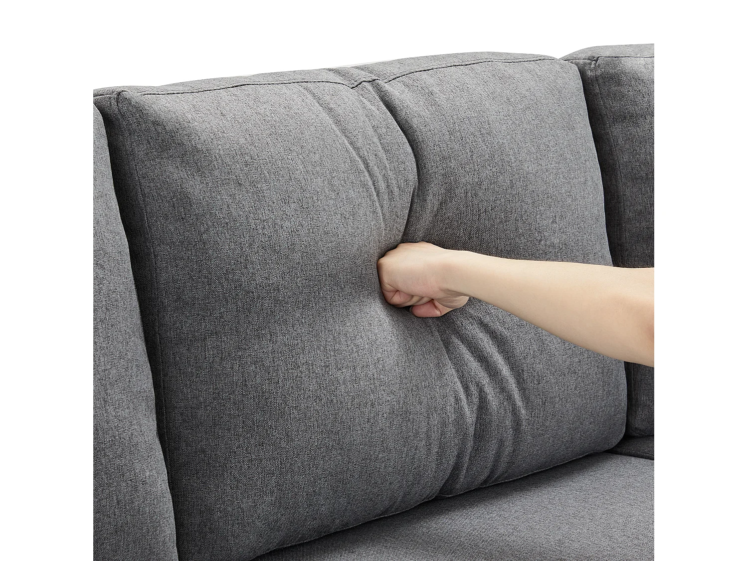 3-Sitzer-Ecksofa, umwandelbar, aus Leinenstoff, mit Getränkehalter in der Tasche, Grau