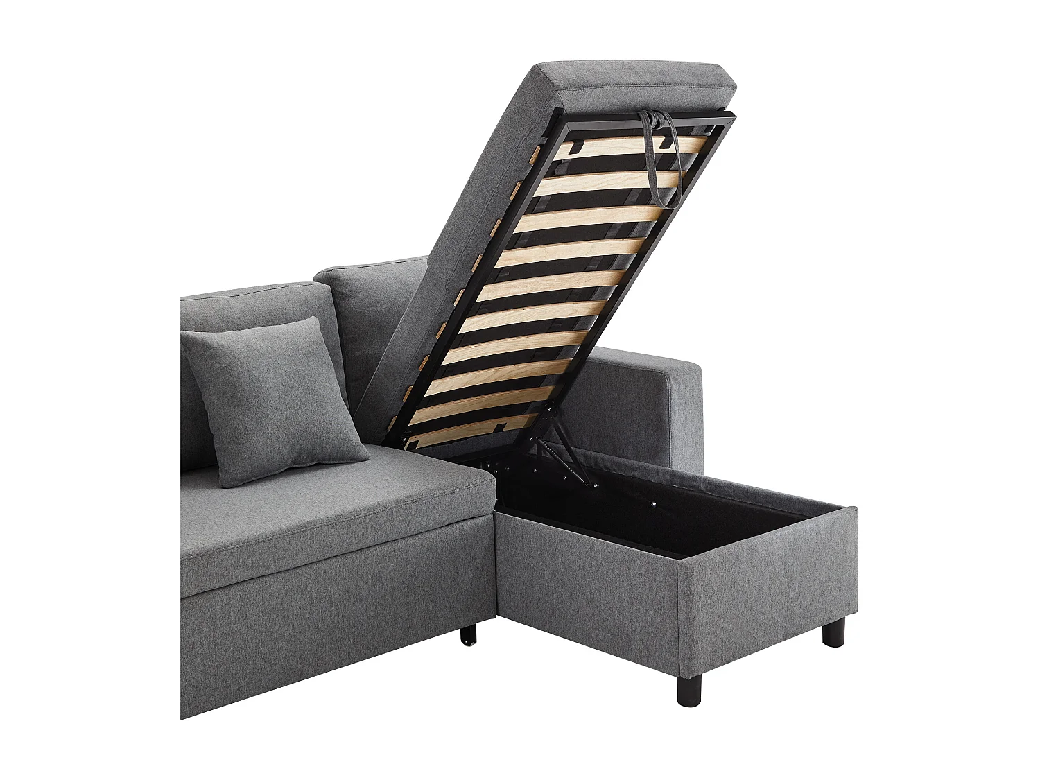 3-Sitzer-Ecksofa, umwandelbar, aus Leinenstoff, mit Getränkehalter in der Tasche, Grau