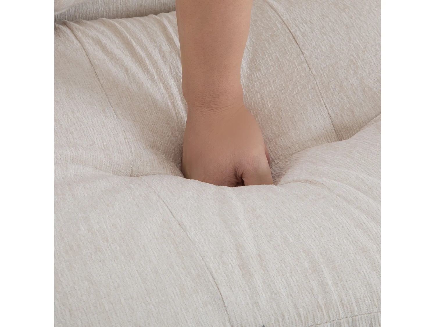 Canapé rembourré en chenille 2 places - 162x74x77 cm - Beige