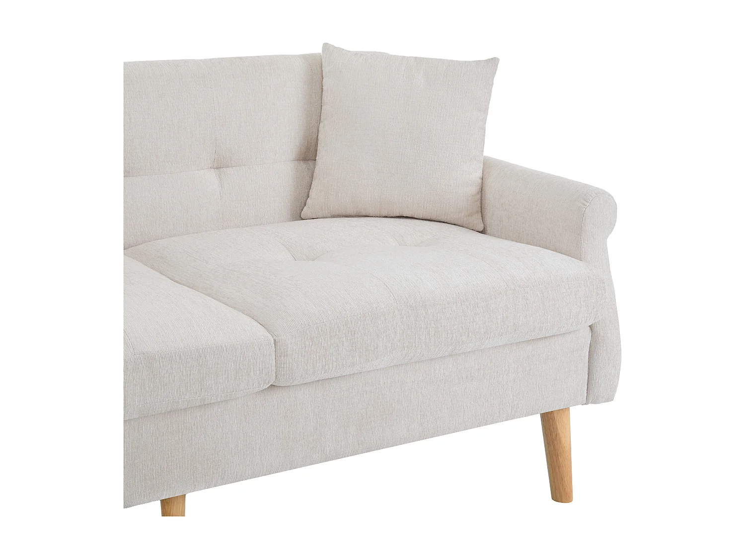 Canapé rembourré en chenille 2 places - 162x74x77 cm - Beige