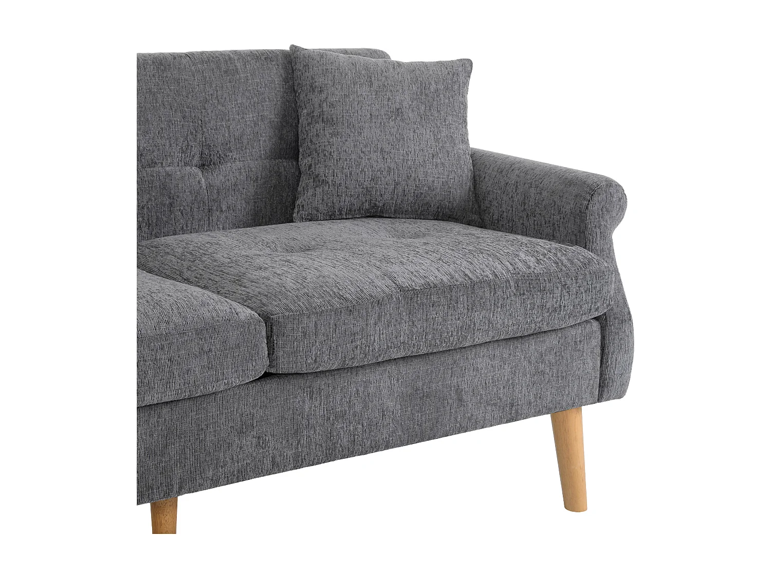 Canapé rembourré en chenille 2 places - 162x74x77 cm - Gris