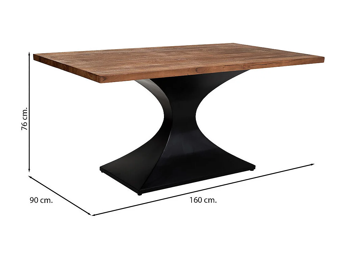 Table à manger en bois d'acacia finition noyer 160x90x76