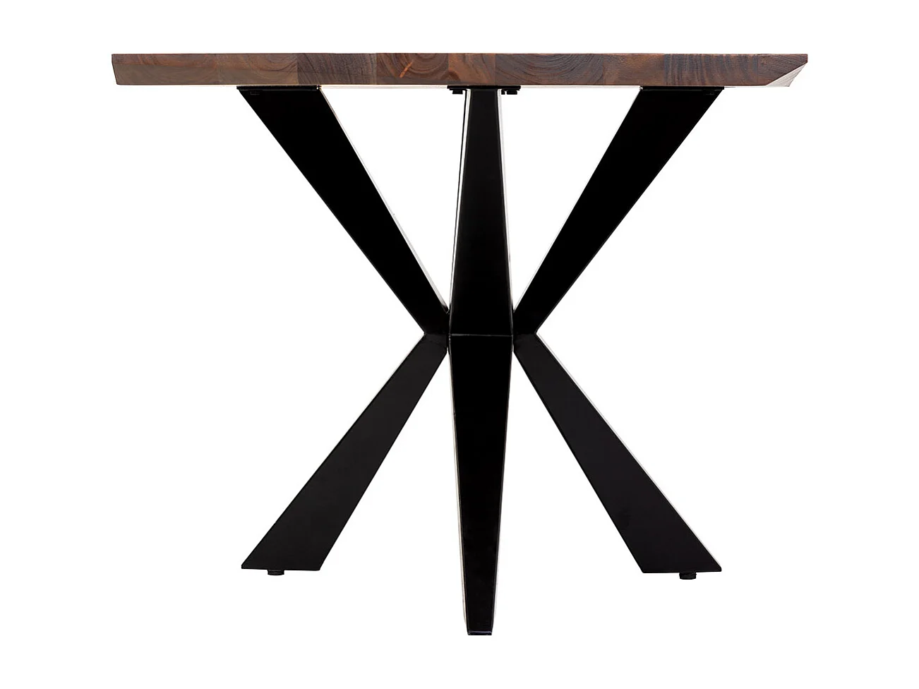 Esstisch mit konischer Kante aus Akazienholz mit Rost-Finish, 160 x 90 x 76 cm