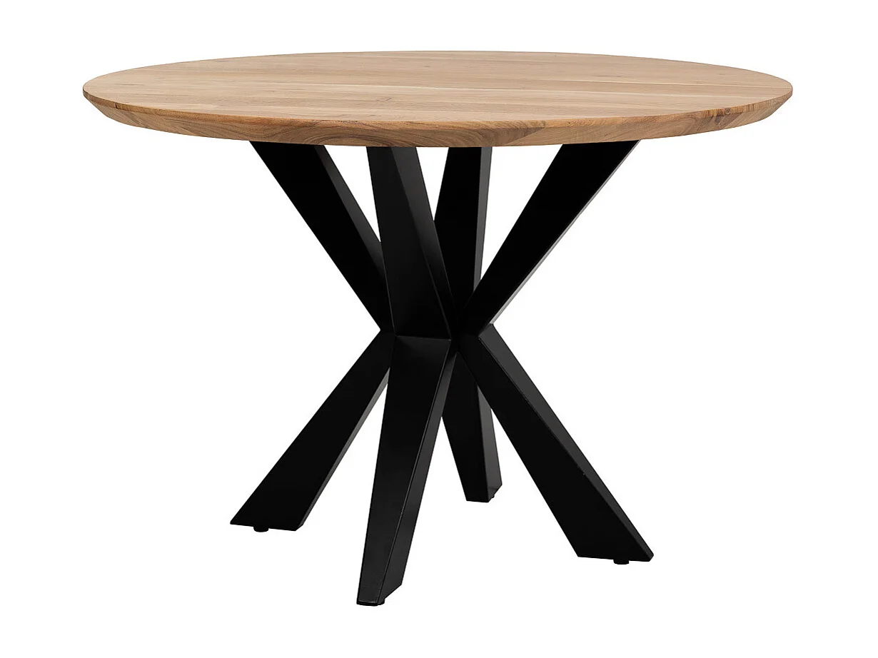 Table à manger ronde Swiss Edge finition couleur bois d'acacia D100x76