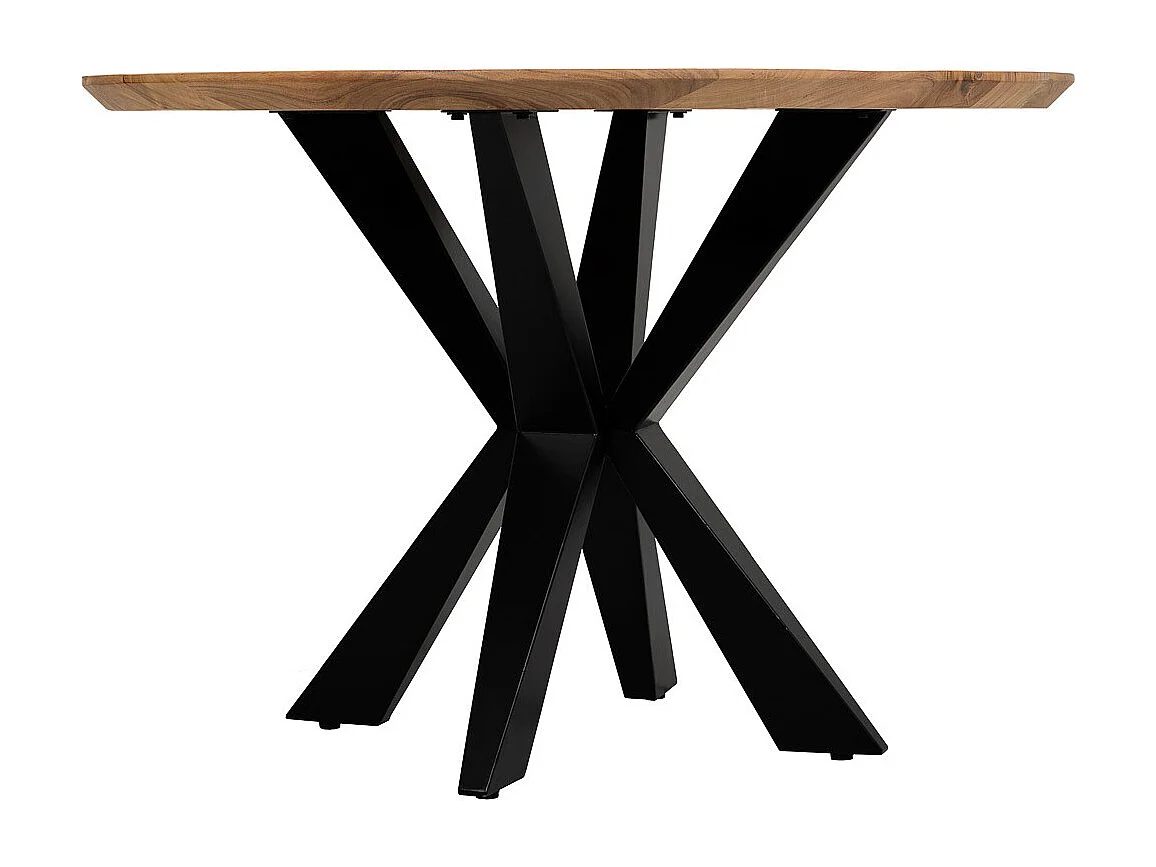 Table à manger ronde Swiss Edge finition couleur bois d'acacia D100x76