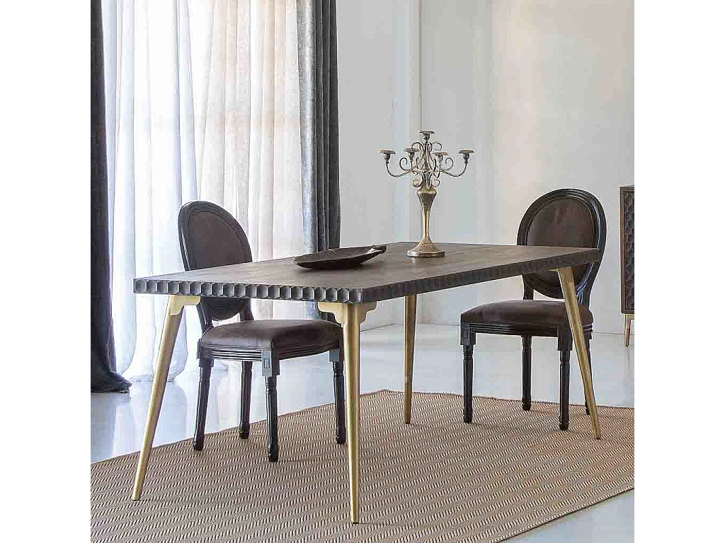 Table rectangulaire en bois et métal marron 180x90x76