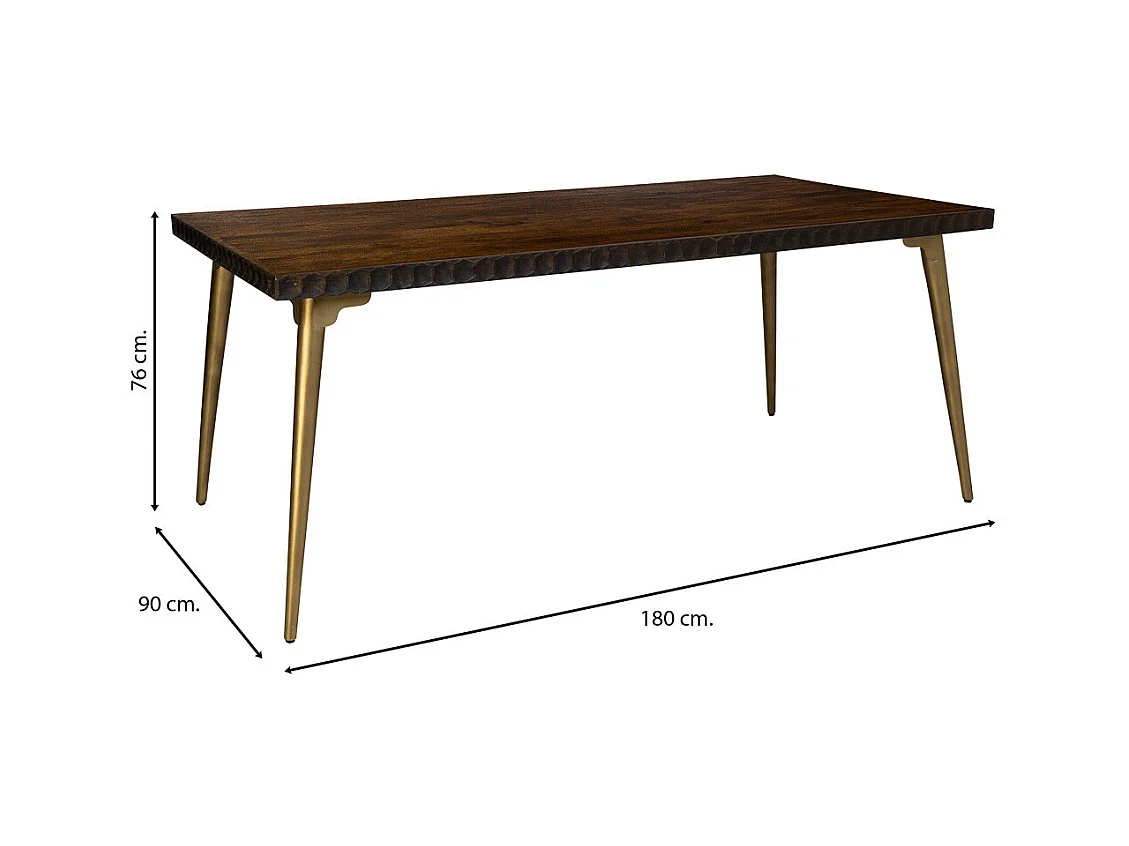 Table rectangulaire en bois et métal marron 180x90x76