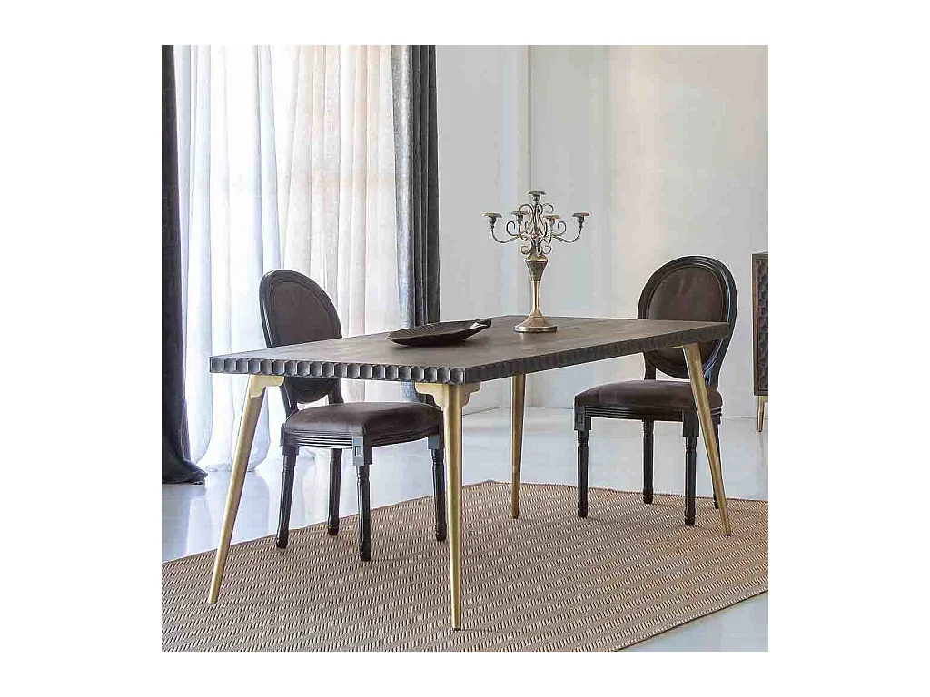 Tavolo rettangolare in legno e metallo marrone 180x90x76