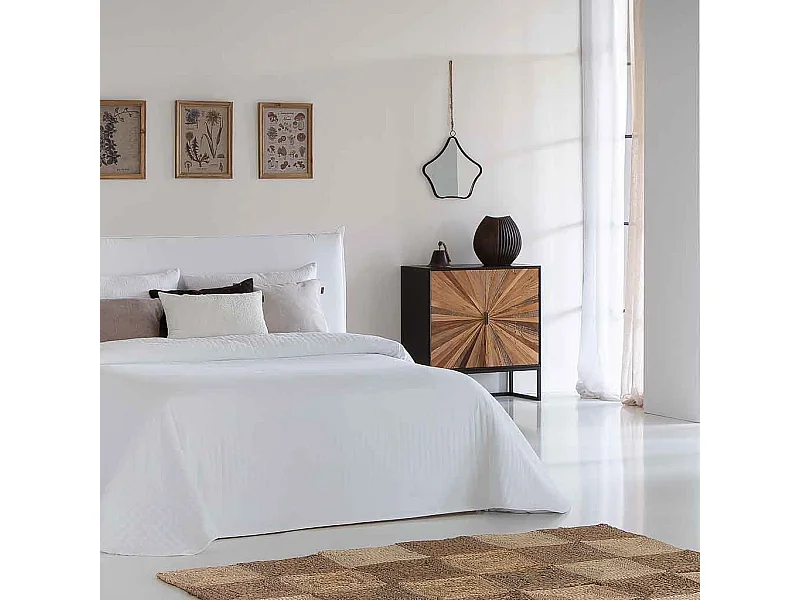 Armario de madera y metal de 2 puertas marron 75x36x80