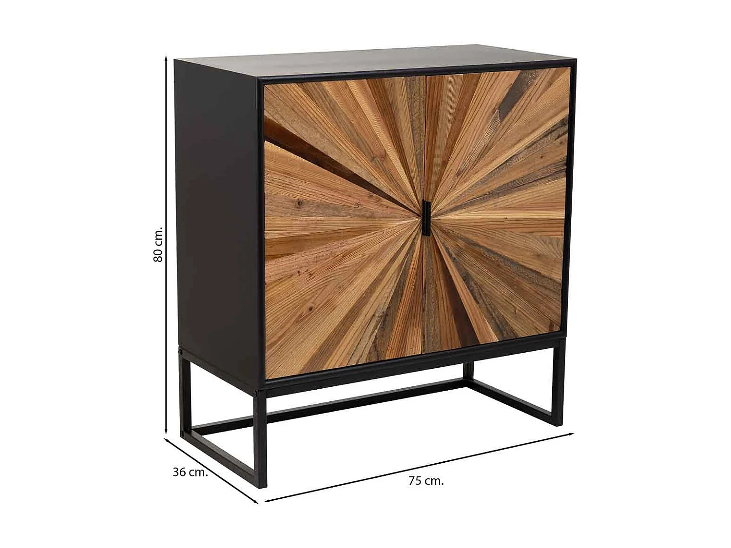 Armario de madera y metal de 2 puertas marron 75x36x80