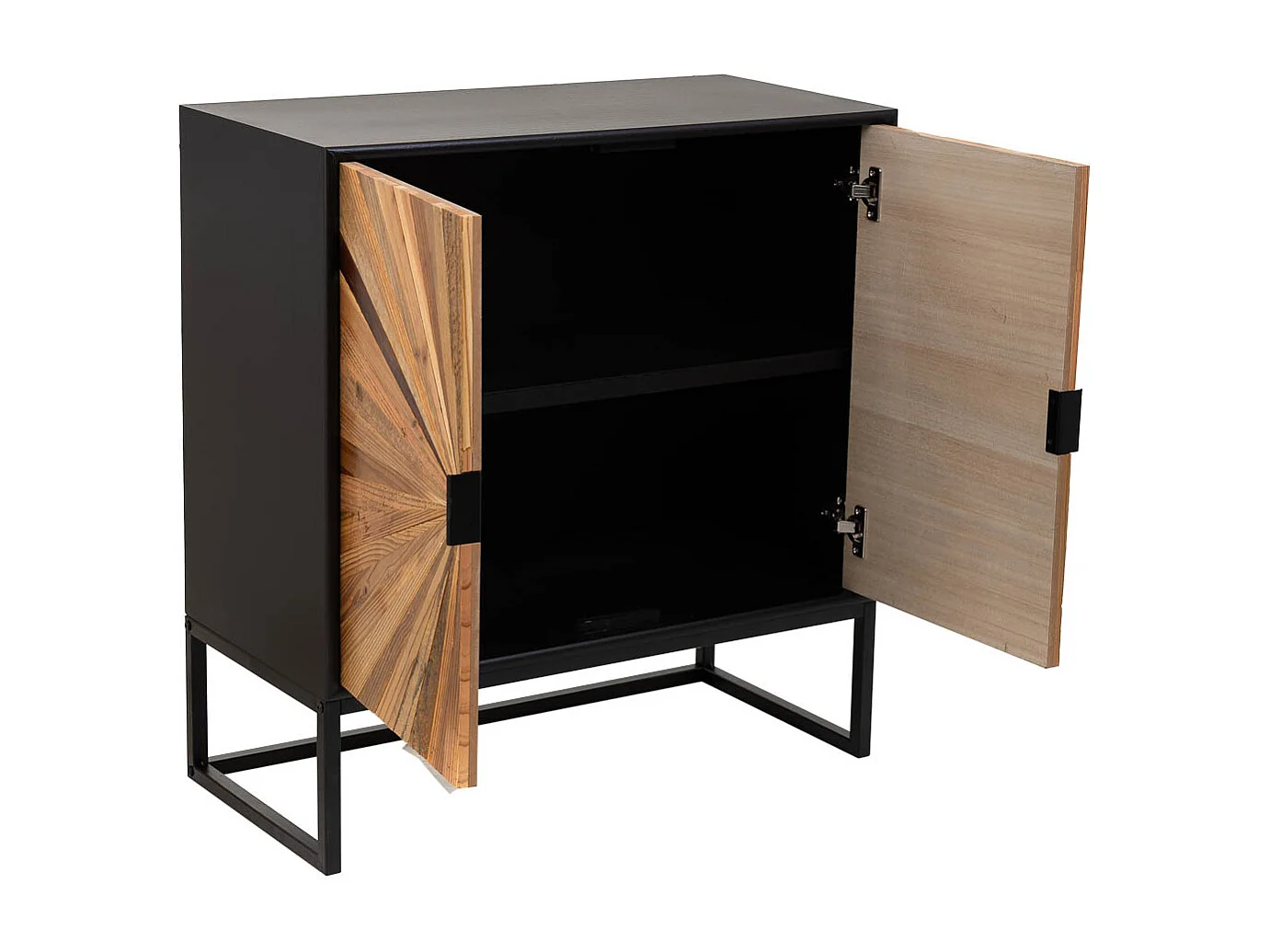 Armario de madera y metal de 2 puertas marron 75x36x80