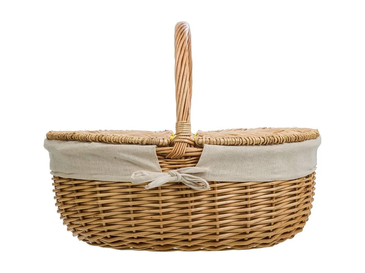 Cesta de mimbre marrón forrada 48x37x17/40