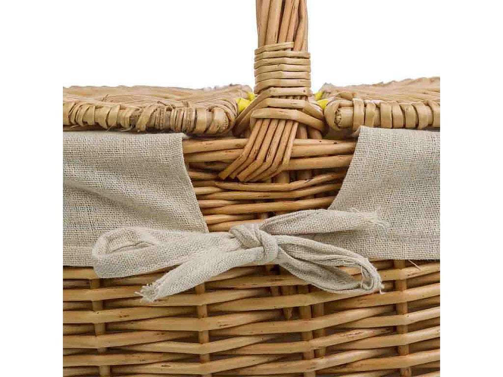 Cesta de mimbre marrón forrada 48x37x17/40