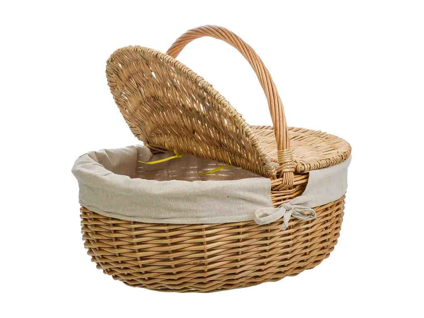 Gefütterter brauner Weidenkorb 48x37x17/40h cm