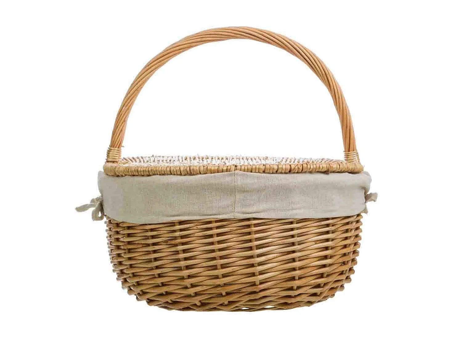 Gefütterter brauner Weidenkorb 48x37x17/40h cm