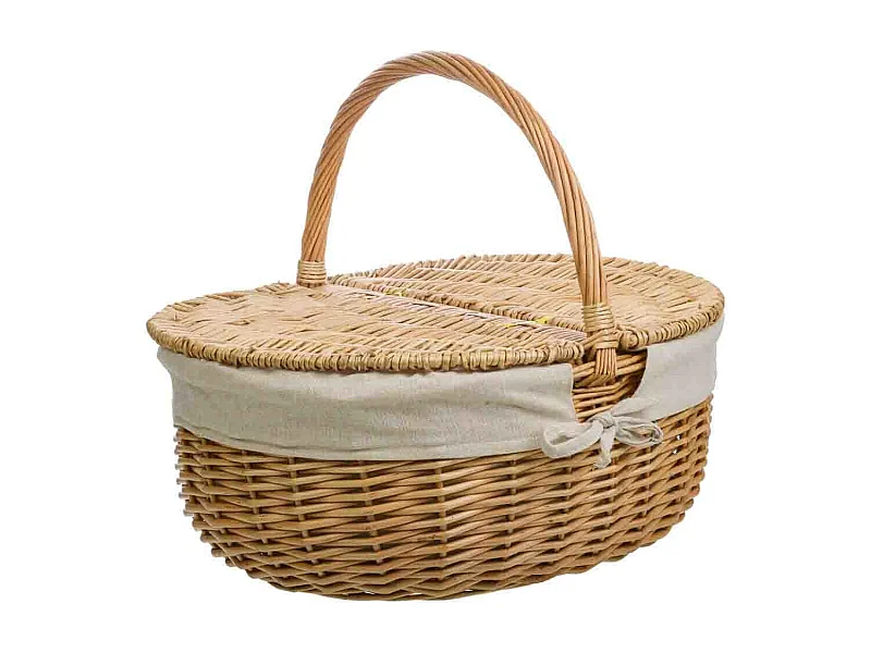 Cesto em vime castanho forrado 48x37x17/40