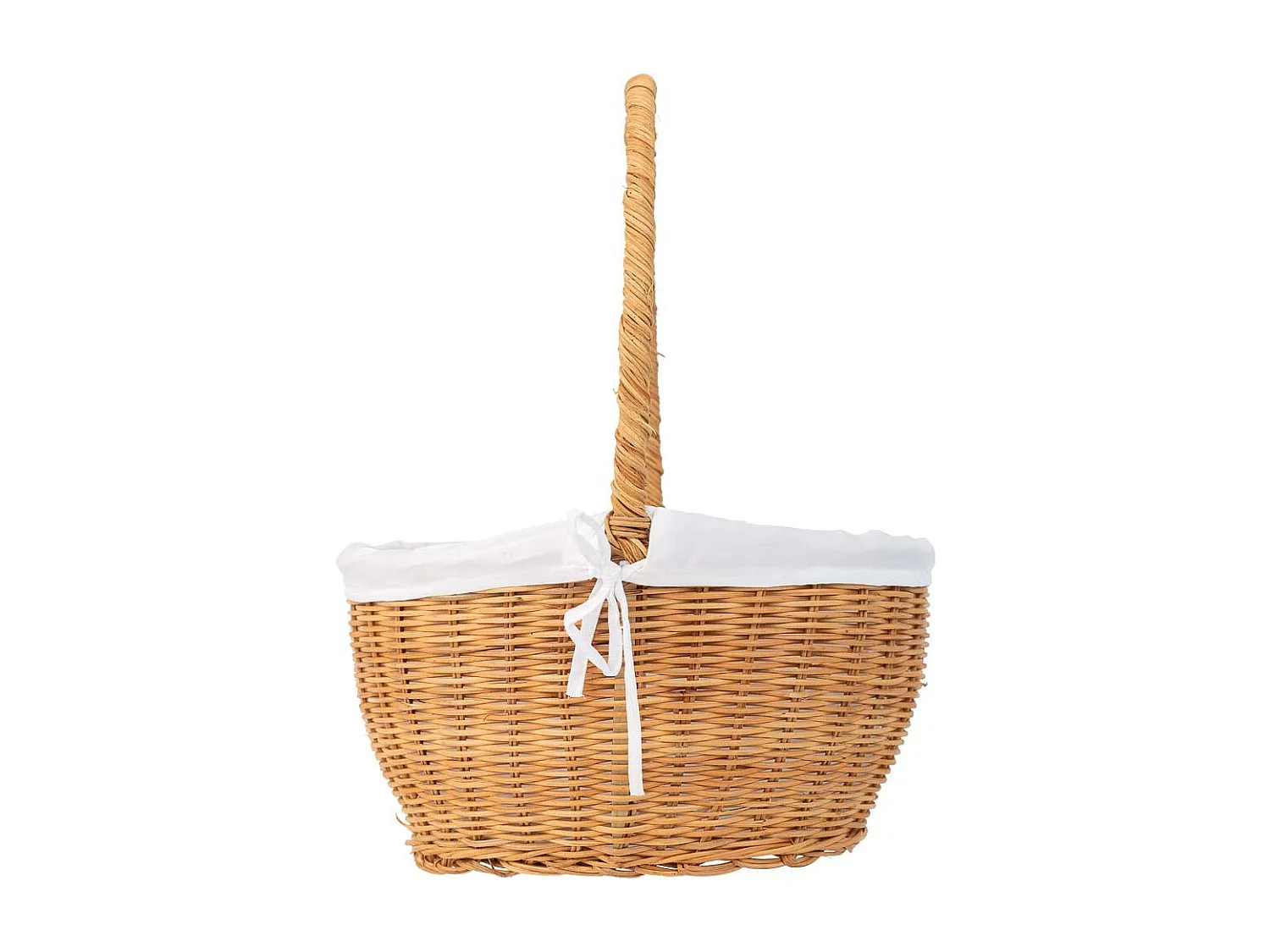 Cesta redonda de medula con forro marrón 28x28x15-33