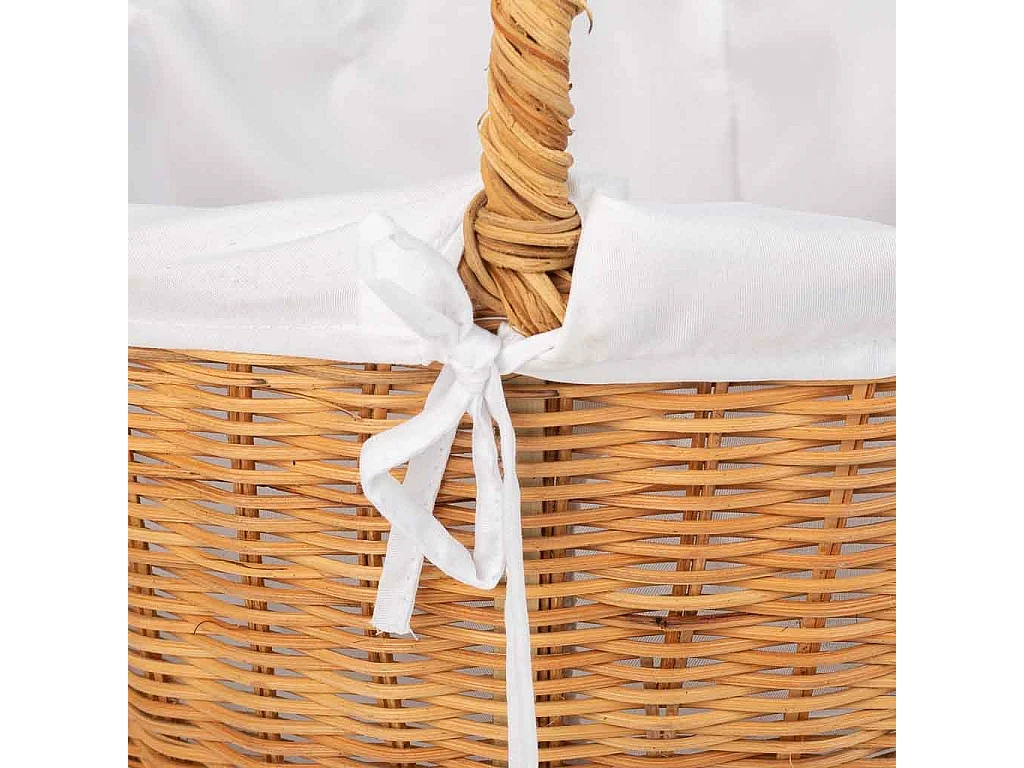 Cesta redonda de medula con forro marrón 28x28x15-33