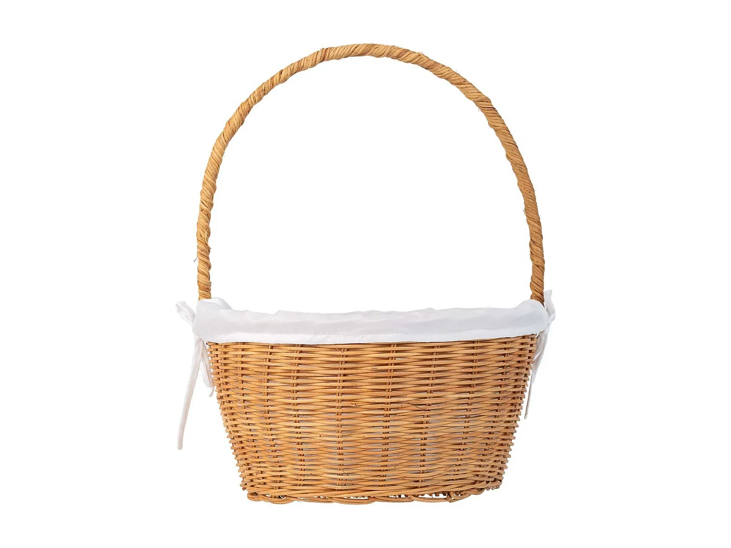 Cesta redonda de medula con forro marrón 28x28x15-33