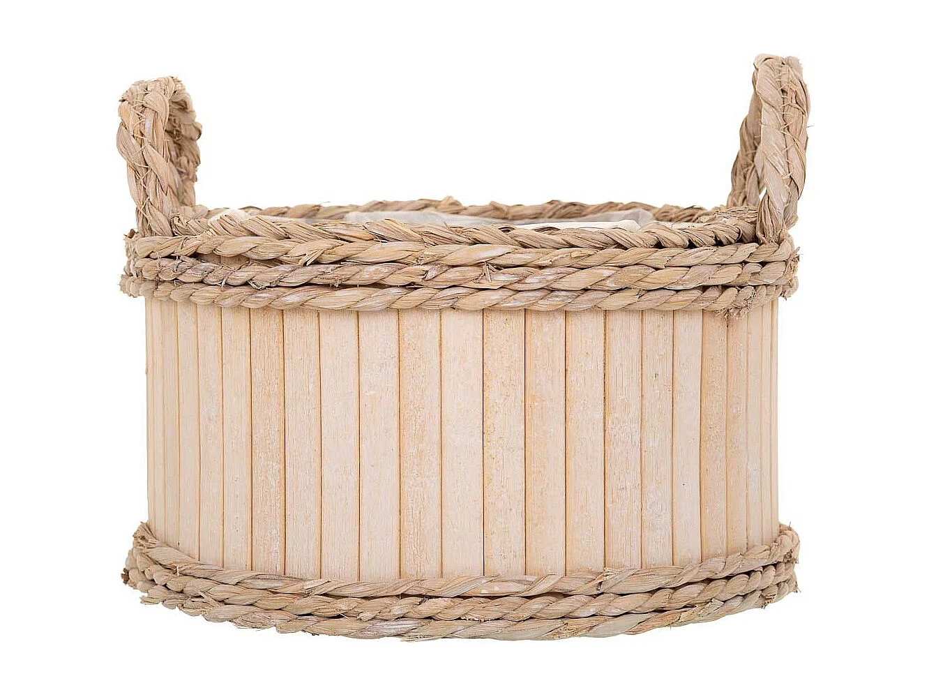 Conjunto de 3 cestos ovais em madeira castanha