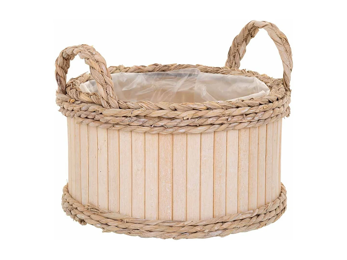 Conjunto de 3 cestos ovais em madeira castanha